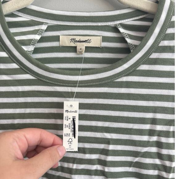 NWT Madewell Structured Muscle Tee In Faded Palm Stripe Size Medium - Picture 3 of 5